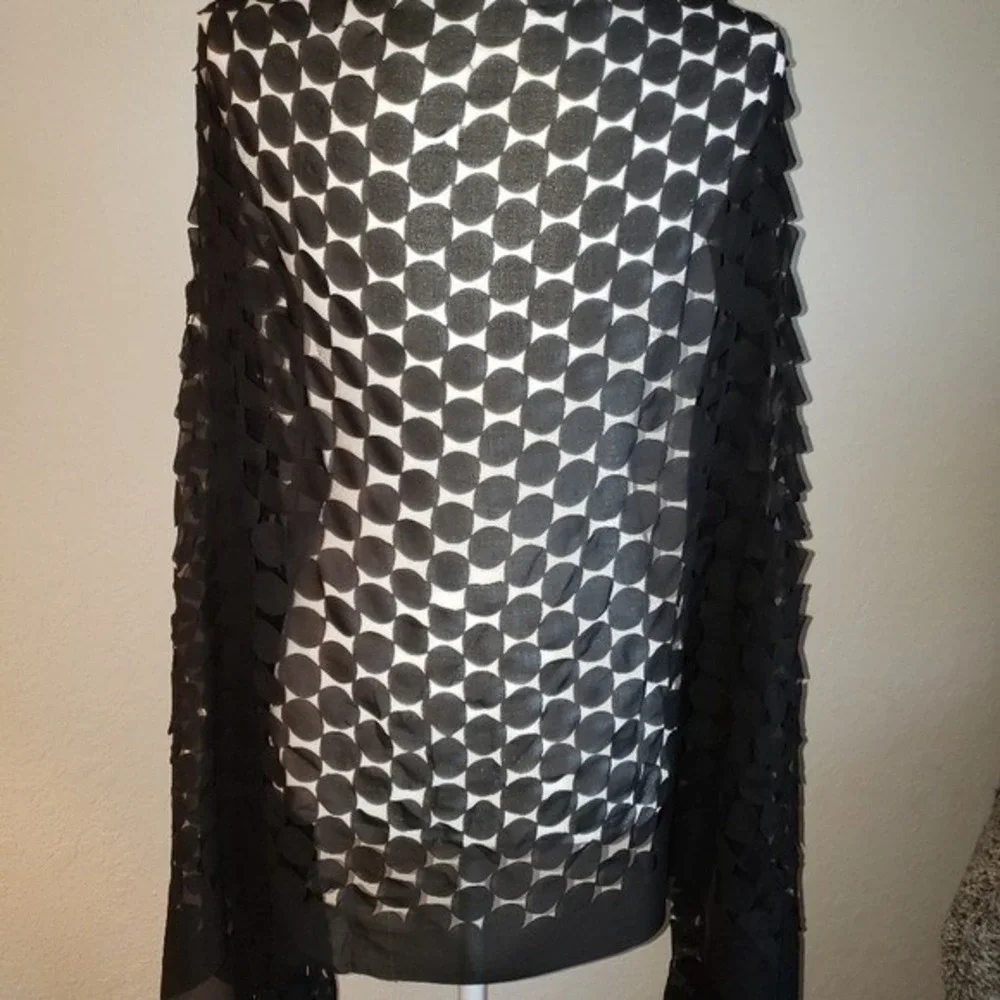 Black Circle Pattern Shawl Wrap‎ Lightweight Evening Occasion - Picture 6 of 10